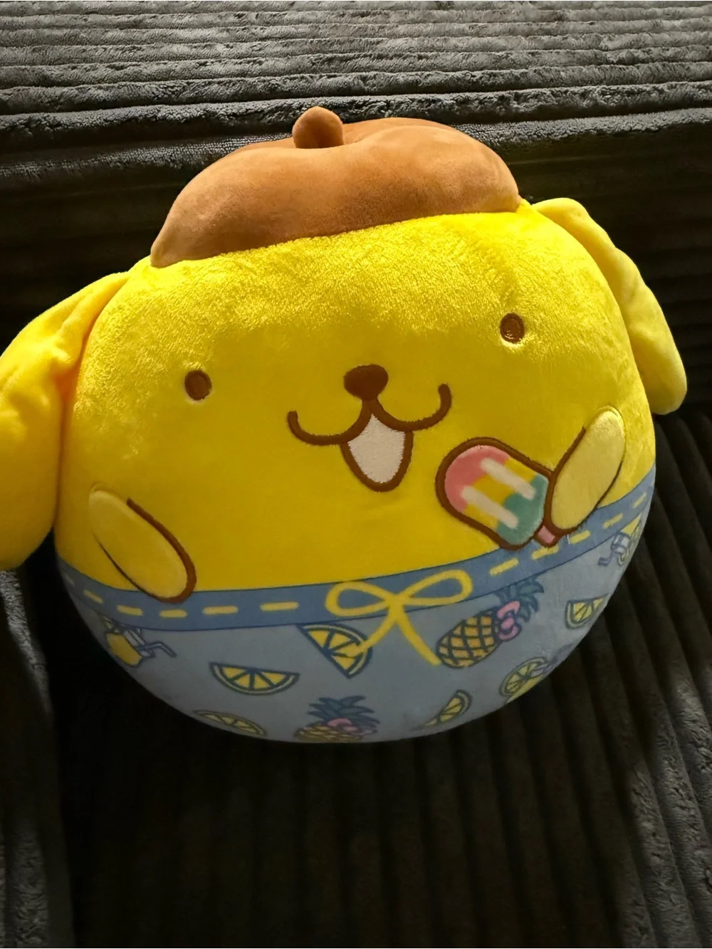Sanrio Pompompurin Plush in Yellow and Blue Shorts